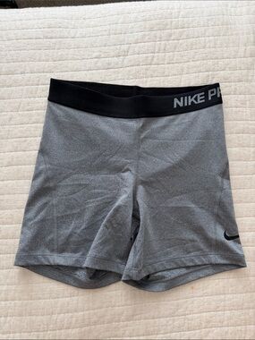 Nike Gray Athletic Bike Shorts with Black Waistband